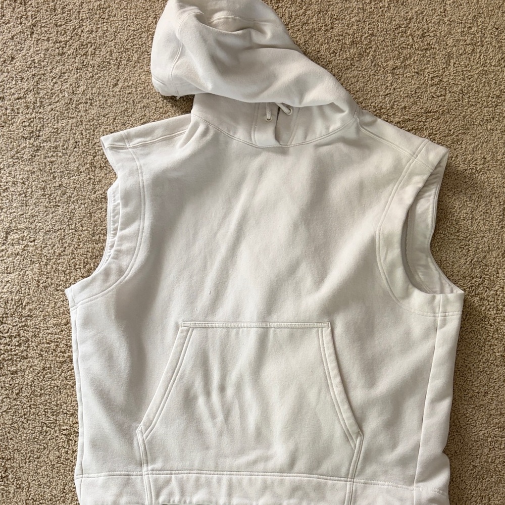 Athleta White Muscle Tee Hoodie